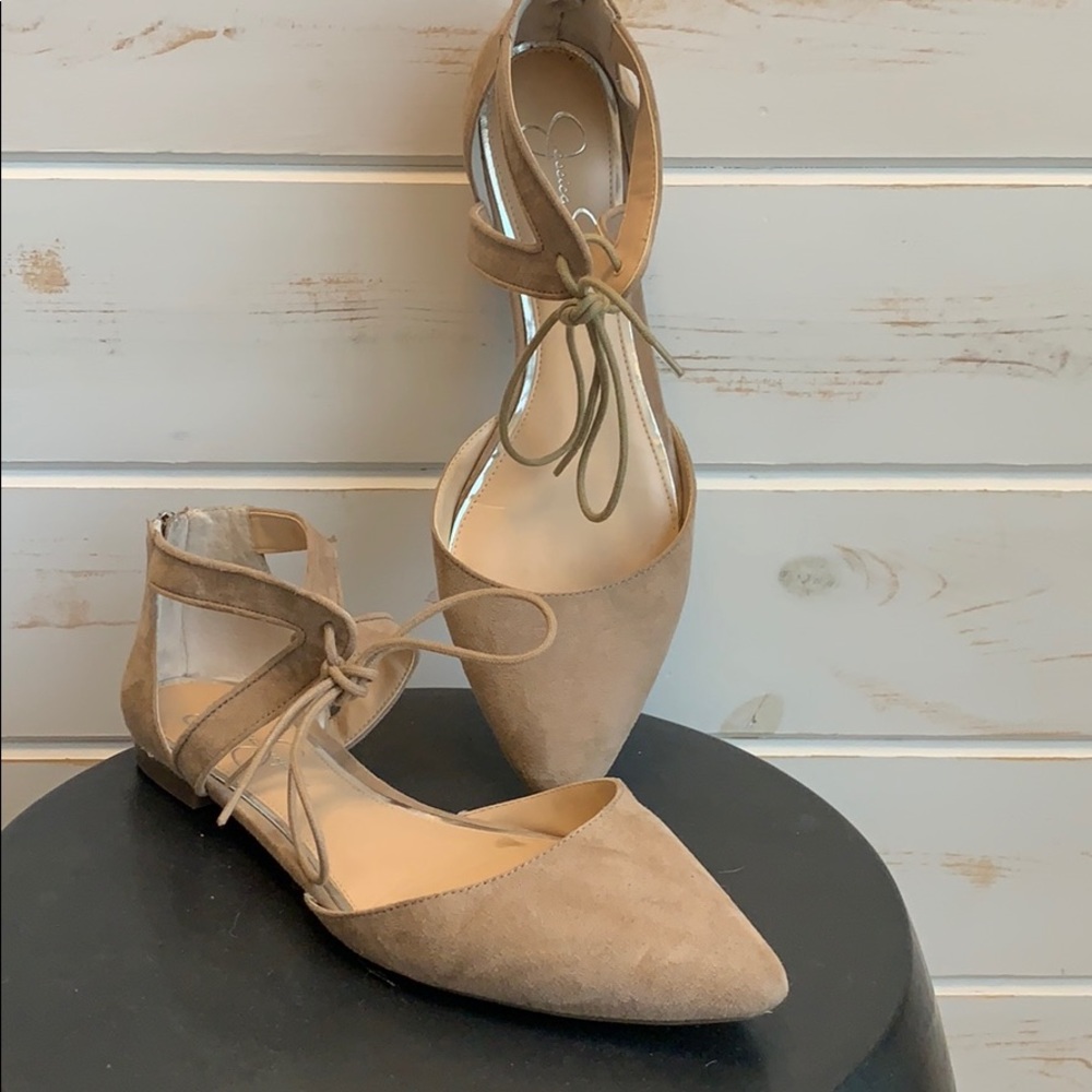 Jessica Simpson taupe suede shoes